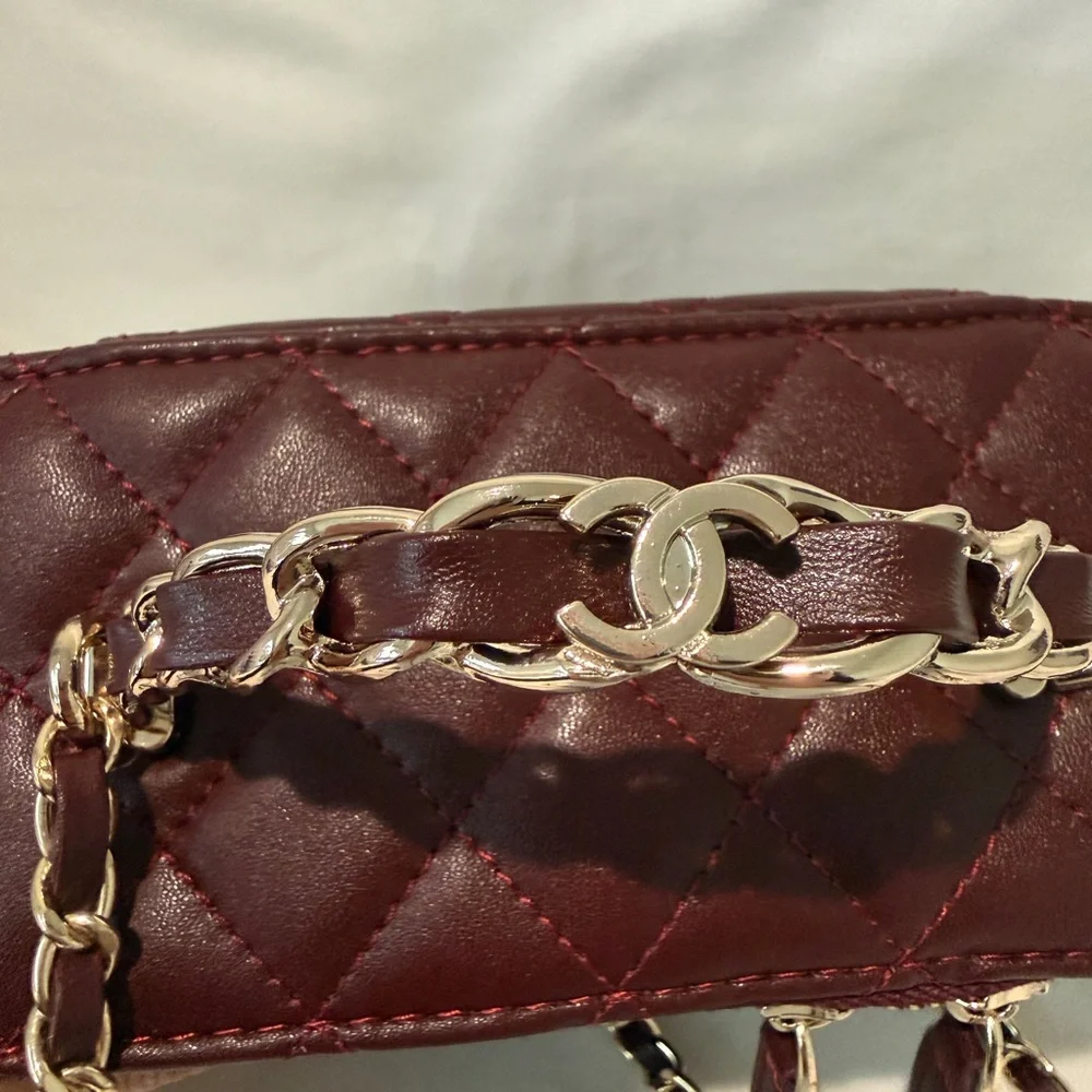 Dark Burgundy Leather Vanity Crossbody Bag - Picture 4 of 8